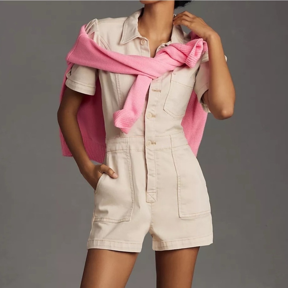 🆕 ANTHROPOLOGIE PILCRO The Kit Utility Romper in Neutral